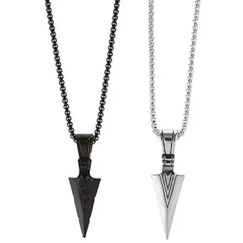 Ailiessy Spearpoint Arrowhead Pendant Necklace Viking Warrior Arrow Choker Necklace Sweater Chain Necklace for Men Boys Trendy Punk Goth Jewelry 2Pcs Set Ailiessy Spearpoint Arrowhead Pendant Necklace Viking Warrior Arrow Choker Necklace Sweater Chain Necklace for Men Boys Trendy Punk Goth Jewelry 2Pcs Set