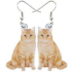 NEWEI Acrylic Drop Dangle Sitting Cat Earrings Fashion Novelty Jewelry For Girl Women Charms