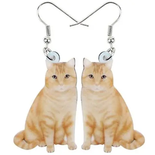 NEWEI Acrylic Drop Dangle Sitting Cat Earrings Fashion Novelty Jewelry For Girl Women Charms