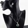 AILUOR Fashion Waterdrop Crystal Jewelry Set, Retro Vintage Celtic Knot Waterdrop Green Gemstone Water Drop Pendant Necklace Stud Earrings Jewelry Set for Women Mother Bridal Wedding