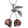 CONTROSE Jewelry Red Cherry Skull Necklace with Pendant (28'' necklace - 316L Stainless Steel)
