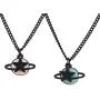 Lux Accessories Enamel Planet Saturn Star BFF Best Friend Necklaces (2pcs)