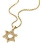Mens Women Large Star-of-David Pendant Necklace with Cubic Zirconia, Stainless Steel