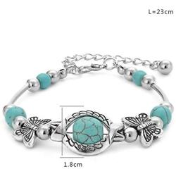 Natural Turquoise Bracelet Classic Luxury Women Summer Unique Design Bohemian Beaded Butterfly Bracelet Jewelry