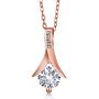 Gem Stone King 3.65 Ct Created Sapphire White Diamond 18K Rose Gold Plated Silver Jewelry Set with 18 Inch Chain
