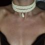 ELABEST Layered Faux Pearl Necklace Beaded Link Choker Chain Party Nightclub Costume Jewelry for Women and Girls