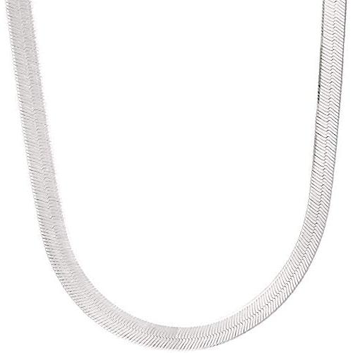 Savlano 925 Sterling Silver Herringbone Flat Snake Magic Chain Necklace Comes in 7mm & 8.5mm for Men & Women - Made in Italy