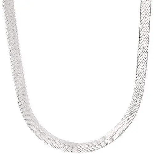 Savlano 925 Sterling Silver Herringbone Flat Snake Magic Chain Necklace Comes in 7mm & 8.5mm for Men & Women - Made in Italy Savlano 925 Sterling Silver Herringbone Flat Snake Magic Chain Necklace Comes in 7mm & 8.5mm for Men & Women - Made in Italy