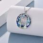 TOUPOP,Mothers Day Gifts from Daughters Sterling Silver Mother Child Tree of Life Pendant Necklace with Blur Circle Crystal Jewelry Gifts for Mom Women Birthday Friend Sister Girls