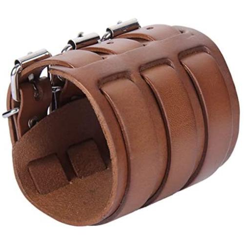 EVER FAITH Cool Hand Accessory 3 Layer Wide Belt Synthetic Leather Men Wristband Bracelet Unisex Couple