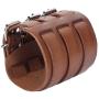 EVER FAITH Cool Hand Accessory 3 Layer Wide Belt Synthetic Leather Men Wristband Bracelet Unisex Couple