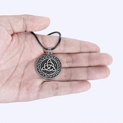 HAQUIL Celtic Knot Triquetra Necklace, PU Leather Cord