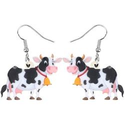 DOWAY Acrylic Charm Sweet Dairy Cattle Milk Cow Earrings Drop Dangle Jewelry Farm Decoration for Women Girls Funny Party Gifts