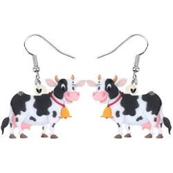 DOWAY Acrylic Charm Sweet Dairy Cattle Milk Cow Earrings Drop Dangle Jewelry Farm Decoration for Women Girls Funny Party Gifts