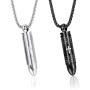 sailimue 2Pcs Bullet Pendant Urn Ashes Necklace Bible Verse English Lords Prayer Cross Necklace for Men Christian Jewelry