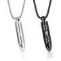 sailimue 2Pcs Bullet Pendant Urn Ashes Necklace Bible Verse English Lords Prayer Cross Necklace for Men Christian Jewelry
