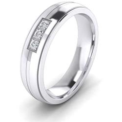 Unisex Comfort Fit Sterling Silver 5mm Court Shape Simulated Diamond Ring Wedding Band