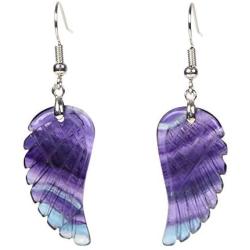 Gemstone Crystal Healing Reiki Chakra Handmade Angel Wing Dangle Earrings