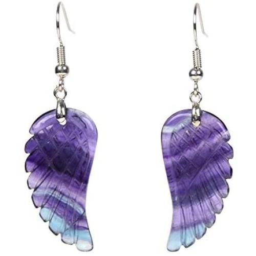 Gemstone Crystal Healing Reiki Chakra Handmade Angel Wing Dangle Earrings