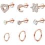 Jstyle 9Pcs Stainless Steel Helix Cartilage Tragus Stud Earring Hoops for Women Grils CZ Barbell Piercing Earrings Stud Piercing Jewelry