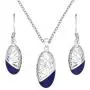 Silverly Womens .925 Sterling Silver Blue Filigree Oval Swirl Earrings Necklace Jewellery Set, 18'' Silverly Womens .925 Sterling Silver Blue Filigree Oval Swirl Earrings Necklace Jewellery Set, 18''