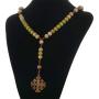 COTTVOTT Wood Rosary Beads Necklace Catholic Saint Benedict Medal Cross Pendant Necklace Prayer Gift