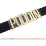 Coolcoco Adjustable Fashion High Neck Black Belt Letter Gold Puddin Choker Necklace Collar for Women Girls Adult Kids Prime (About 1.2 Inch Width)