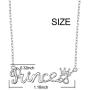 Flyow 925 Sterling Silver White Cz Crown Princess/Queen Pendant Word Charm Necklace for Girlfriend Wife Daughter Granddaughter, 18 Inch + 2 Inch