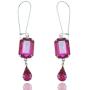 EVER FAITH Oblong Teardrop Dangle Earrings Austrian Crystal Silver-Tone - Fuchsia