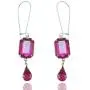 EVER FAITH Oblong Teardrop Dangle Earrings Austrian Crystal Silver-Tone - Fuchsia EVER FAITH Oblong Teardrop Dangle Earrings Austrian Crystal Silver-Tone - Fuchsia