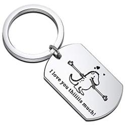 Gzrlyf T-rex Keychain I Love You Thiiiiis Much Funny Dinosaur Gifts for Couples Parents Dinosaur Lover