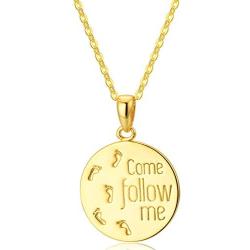 Fervent Come Follow Me Necklace | 18k Gold Plating on Hypoallergenic Brass - Footprints in The Sand | Inspirational Gift
