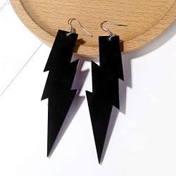 Big Black Acrylic Lightning Drop Dangle Earring for Women 80s Party Hip Hop Punk Hip Hop Gothic Fashion Lightning Pendant Charm Earrings Jewelry
