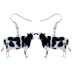 NEWEI Acrylic Anime Dairy Cattle Cow Earrings Drop Dangle Farm Animal Jewelry For Women Girl Gift Charm