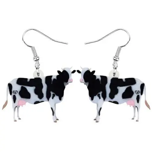 NEWEI Acrylic Anime Dairy Cattle Cow Earrings Drop Dangle Farm Animal Jewelry For Women Girl Gift Charm NEWEI Acrylic Anime Dairy Cattle Cow Earrings Drop Dangle Farm Animal Jewelry For Women Girl Gift Charm