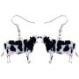 NEWEI Acrylic Anime Dairy Cattle Cow Earrings Drop Dangle Farm Animal Jewelry For Women Girl Gift Charm