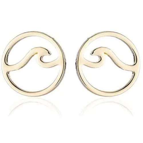 Simple Stainless Steel Round Ocean Wave Stud Earrings for Women Sea Beach Earring Jewelry Simple Stainless Steel Round Ocean Wave Stud Earrings for Women Sea Beach Earring Jewelry
