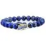 Gem Stone King 8mm Simulated-Lapis Lazuli Sterling silver Cloisonne Enamel Butterfly Bracelet