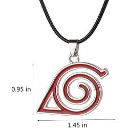 Master Online Leaf Village Ninja Kakashi Symbol Logo Pendant Necklace silver and red(2 PACK)
