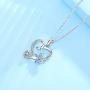 LOVEON Sterling Silver Butterfly Necklace Heart Pendant with Cubic Zirconia Butterfly Jewelry Gifts for Women Girls Girlfriend, 18 Inches