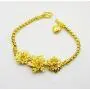 Thai gold Jewelry Flowers Bracelet Drop Heart Link Bracelets, Chain Bracelet Bangle Thai Baht Yellow Gold Plated Jewelry Women, Costume Jewelry 7,7.5 Inch
