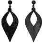 BriLove Womens Bohemian Boho Crystal Hollow Leaf Chandelier Dangle Earrings