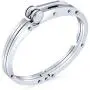 Biker Partner in Crime Handcuff Bangle Bracelet for Men Black Silver Tone Stainless Steel 8 Inch Button Hinge Clasp