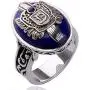 XCFS Antique Silver Plated Engraved Vampire Diaries Merchandise Band Ring Damon Salvatore Blue Stone Pattern Souvenir Daylight Mens Rings,Size6-12