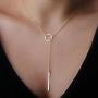 Unicra Simple Ring Necklace Gold Y-Necklace Chain Bar Pendant Necklaces Jewelry for Women and Girls