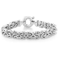 MiaBella 925 Sterling Silver 11mm Textured and Polished Wide Byzantine Link Chain Bracelet for Women, 7, 8 Inch Handmade in Italy
