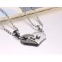 4Piece Stainless Steel Couple Necklace Rhinestone I Love You Heart Puzzle Matching Pendant with Chain His and Hers Couple Necklace for Women Men Girlfriend Boyfriend Couple BBF