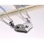 4Piece Stainless Steel Couple Necklace Rhinestone I Love You Heart Puzzle Matching Pendant with Chain His and Hers Couple Necklace for Women Men Girlfriend Boyfriend Couple BBF