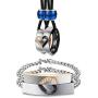 LOYALLOOK Couple Necklace Bracelet Set for Him and Her Bracelet Women Men Stainless SteeI Love CZ Ring Pendant Bracelet Couple Jewelry for Lover