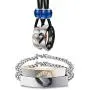 LOYALLOOK Couple Necklace Bracelet Set for Him and Her Bracelet Women Men Stainless SteeI Love CZ Ring Pendant Bracelet Couple Jewelry for Lover